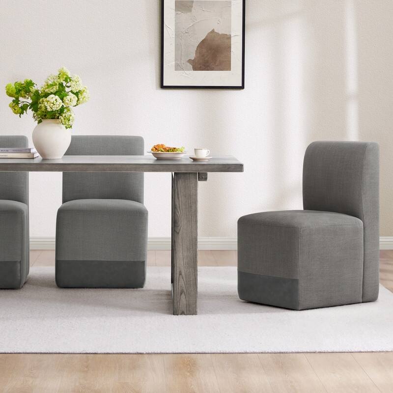 Spruce & Spring Charlotte Upholstered Dining Chairs with Casters Set of 2 - Set of 2 - Grey & Retro Grey