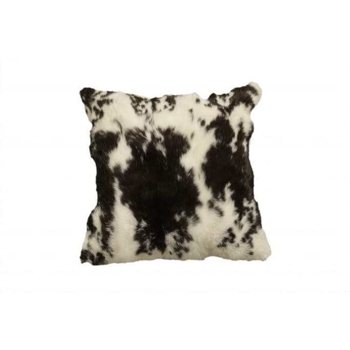 HomeRoots 18" X 18" Black And White Rabbit Zippered Natural Fur Animal Print Throw Pillow