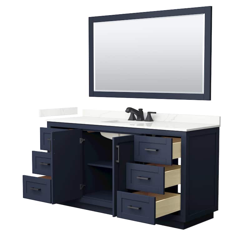 Miranda 66-inch Single Vanity, Quartz Top, 58-inch Mirror