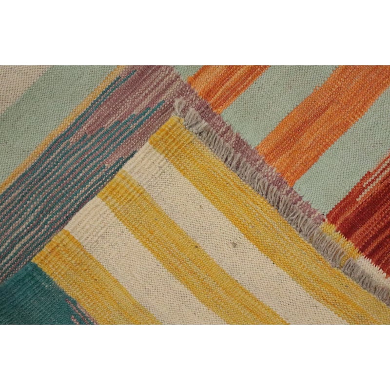 Hand Woven Oriental 100% Wool Carpet Southwestern Modern Multi-Colored Kilim Area Rug - 6' 5'' X 5' 0''