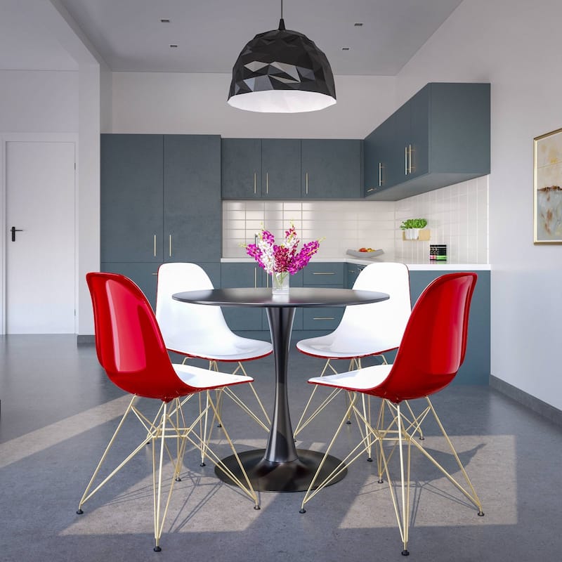 Crescro Set of 4 Acrylic Dining Banquet Side Chair in Gold Stainless Steel Frame for Indoor Outdoor Home Office & Kitchen