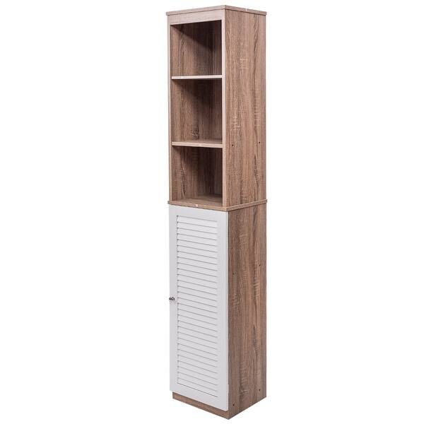Shop Costway 71 Tall Wood Tower Bathroom Shelf Organizer Storage