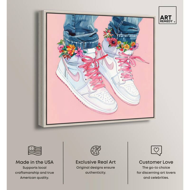 Blush Floral Bloom Sneakers Canvas by Art Remedy