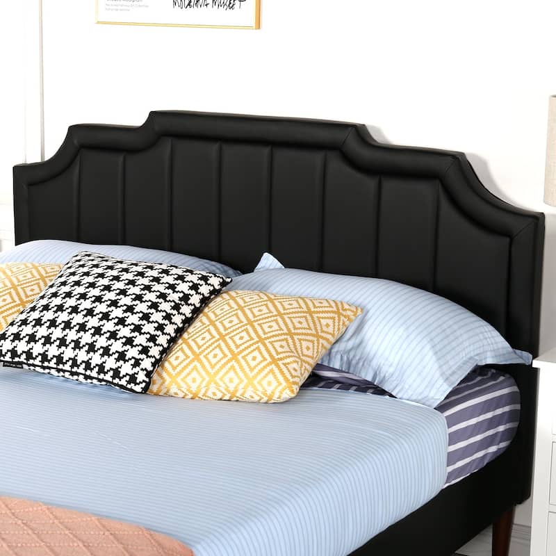 VECELO Black Faux Leather Upholstered Platform Bed- Just Have Full Size Bed