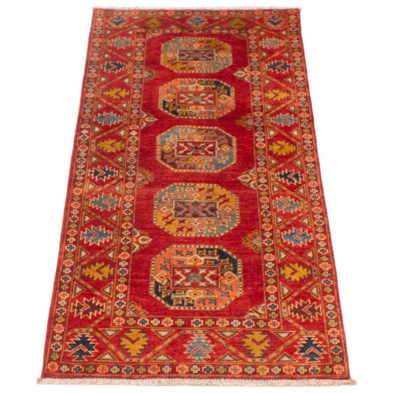 ECARPETGALLERY Hand-knotted Uzbek Ghazni Red Wool Rug - 2'8 x 6'5