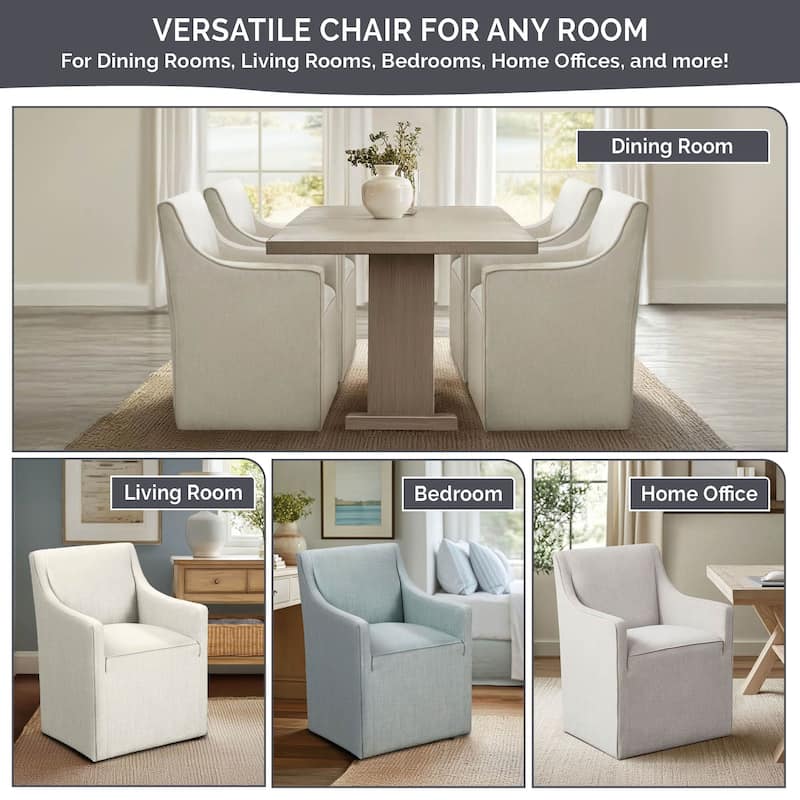 Madison Park Charlotte Dining Arm Chair with Casters