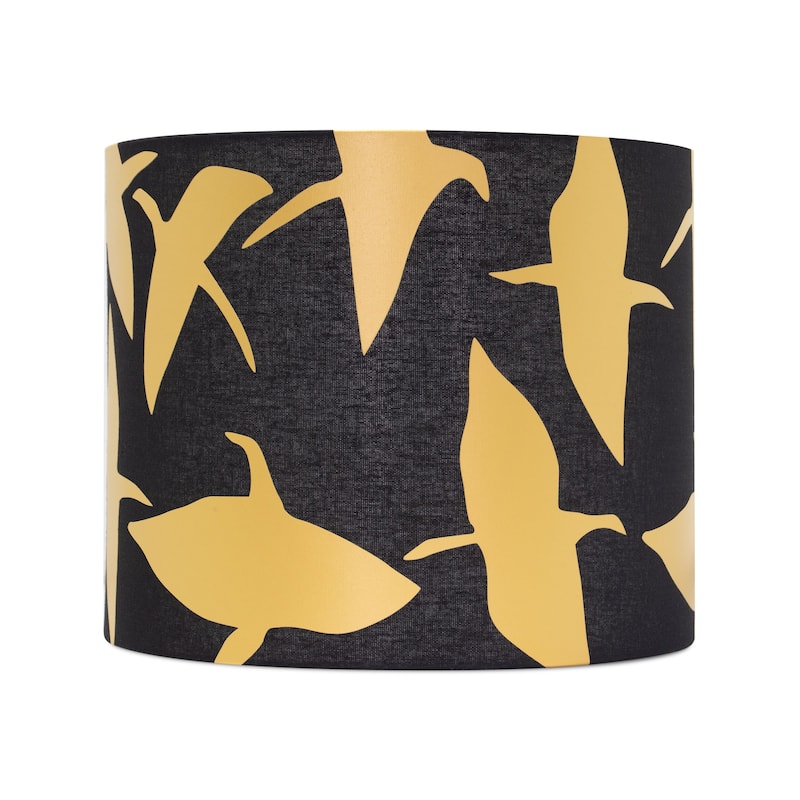 Linen Drum Lamp Shade with Cranes