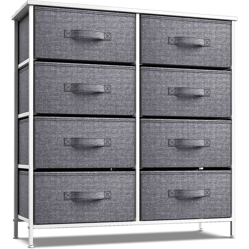 Modern Fabric and Metal 8-cubby Storage Tower