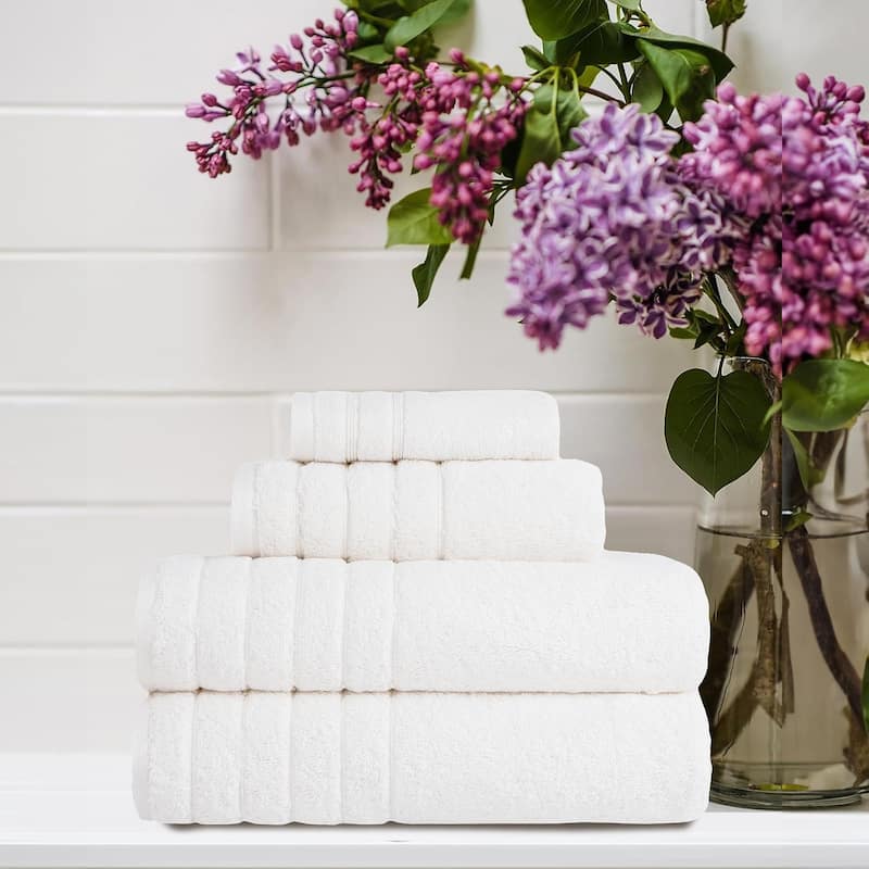 Classic Turkish Towels 4 Piece Cotton Towel Set, Absorbent Hotel & Spa