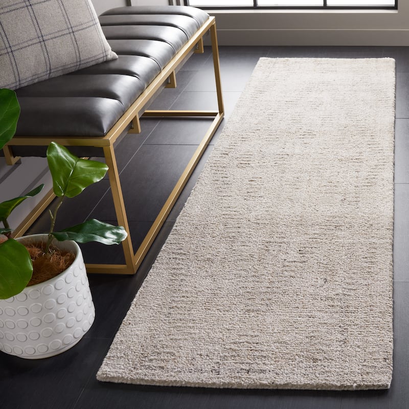 SAFAVIEH Handmade Abstract Vladimir Rug - 2'3" x 8' Runner - Ivory/Grey