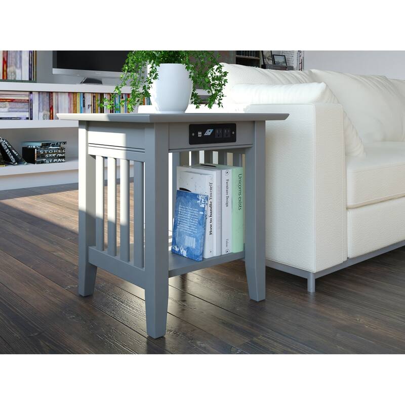 AFI Mission End Table Set of 2 with Built-in Charger