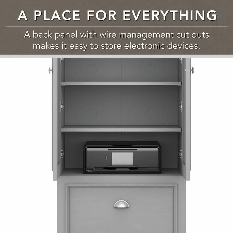 Fairview 60W Desk with Hutch and Storage Cabinet by Bush Furniture