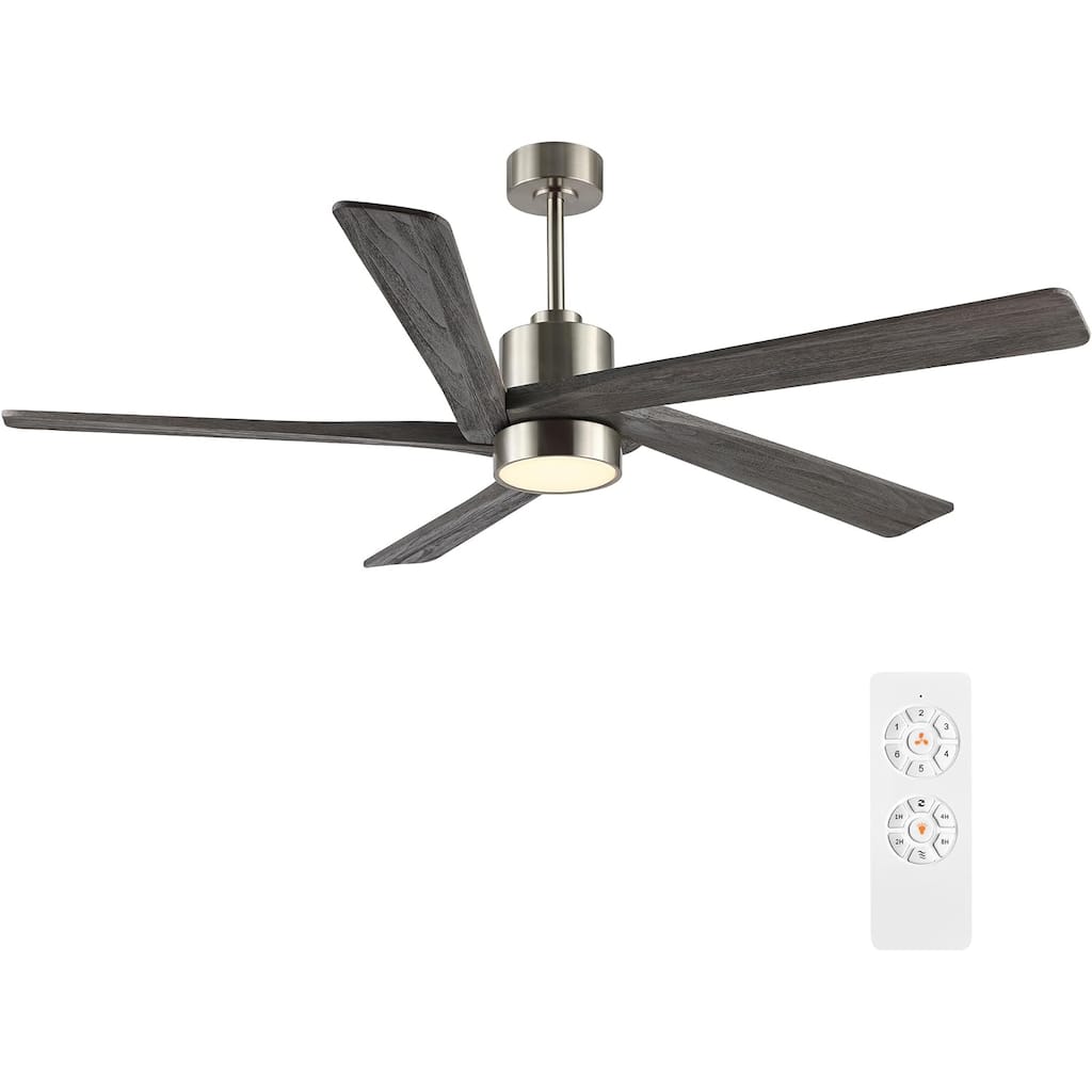 72" Brushed Nickel Aero Blade Ceiling Fan with LED Light and Remote - Brushed Nickel - 72"D x 72"W x 21"H