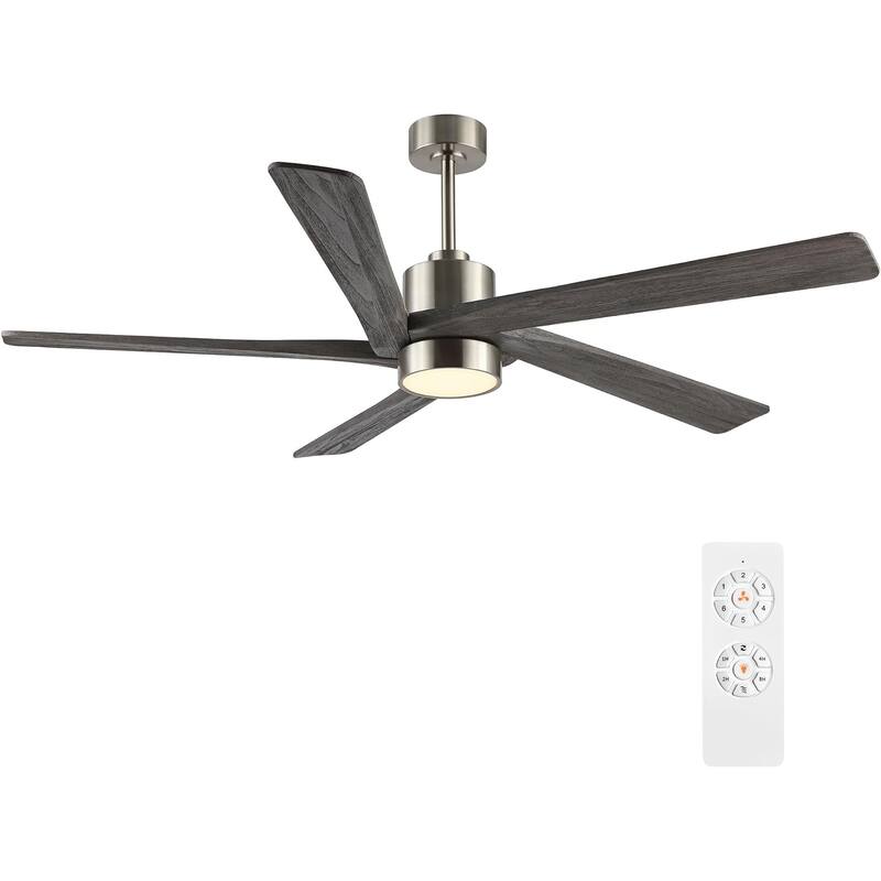 72" Brushed Nickel Aero Blade Ceiling Fan with LED Light and Remote - Brushed Nickel - 72"D x 72"W x 21"H