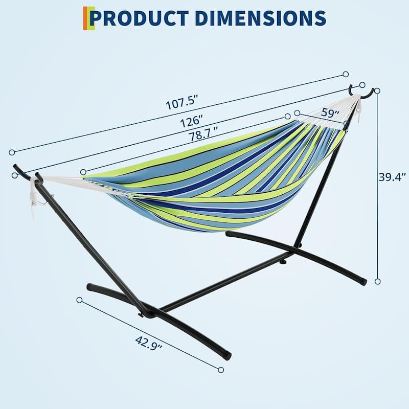 Outdoor Portable Double Hammock for Outside Garden Backyard