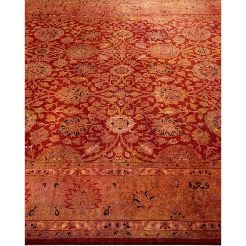 Overton Hand Knotted Wool Vintage Inspired Modern Contemporary Overdyed Gold Area Rug - 6' 3" x 12' 4"