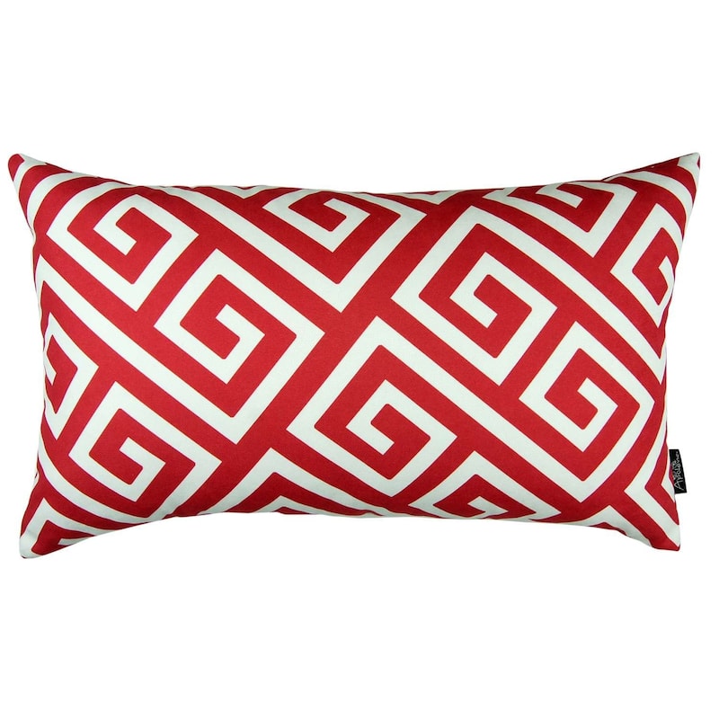 Yellow Greek Key Pattern Lumbar Throw Pillow