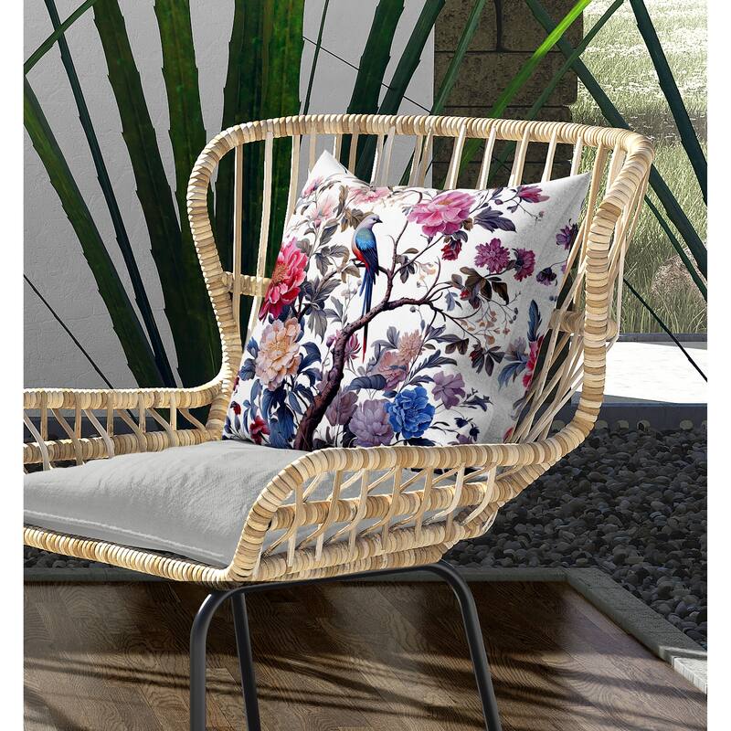 Bloom Bower Bliss Indoor/Outdoor Reversible Throw Pillow White and Pink