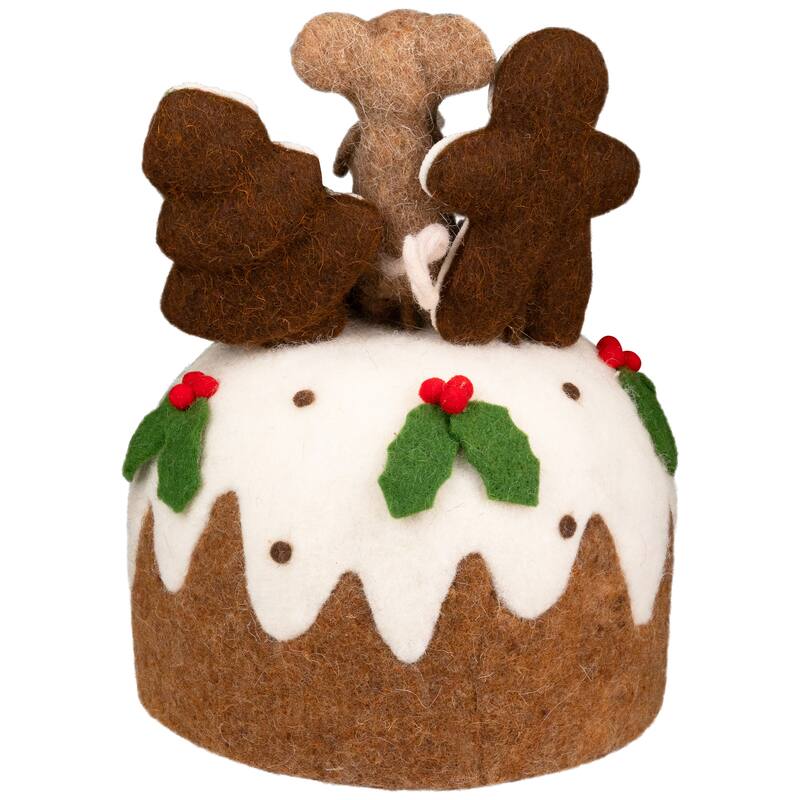 Mouse and Gingerbread Man Cake Christmas Decoration - 11" - Brown and White