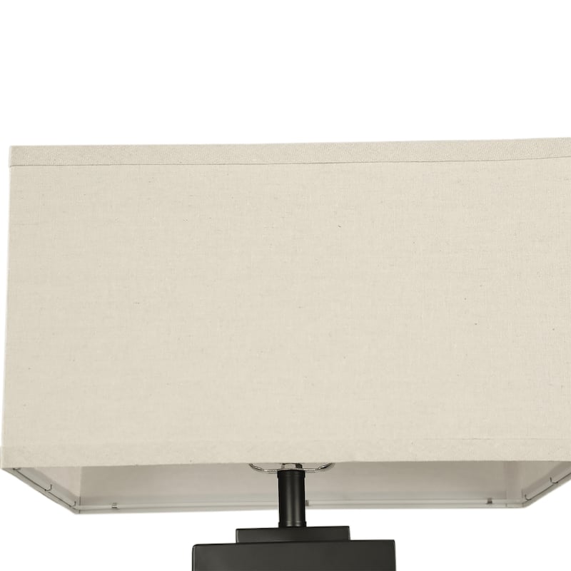 25.9" Rectangle Cotton Shade Wood Table Lamps Set of 2