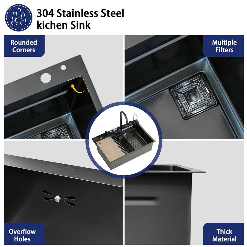 Multi-Functional PVD Nano Black Kitchen Sink for Modern Homes