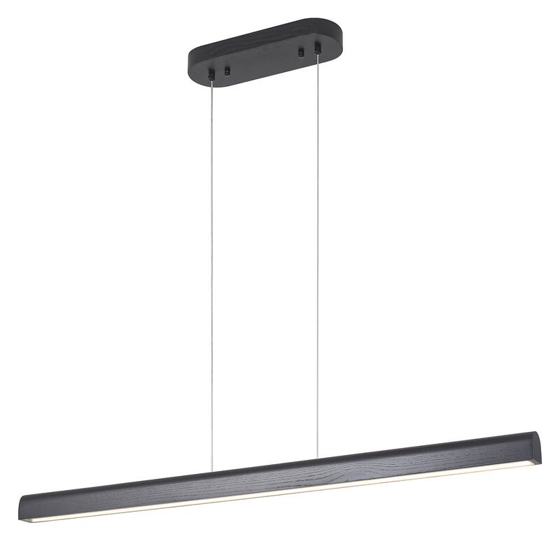 Starsky 1-Light Farmhouse Rustic Wooden Linear Pendant Integrated LED 3000K Kitchen Island Lights