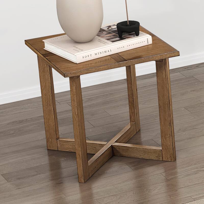 Murray 24" Transitional Square Wood Cross-Patterned End Table