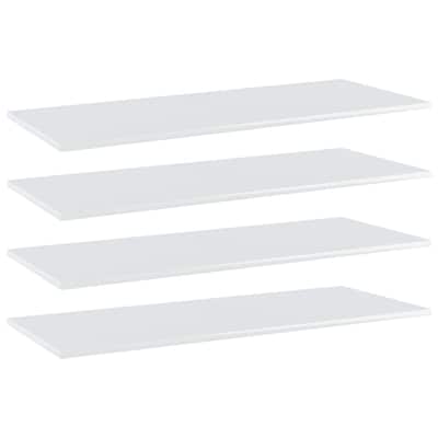 vidaXL Bookshelf Boards 4 pcs High Gloss White 39.4"x15.7"x0.6" Chipboard