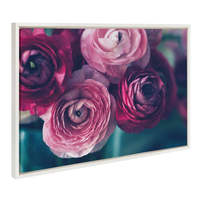 Sylvie Pink Flower Bouquet Framed Canvas Wall Art, Gold 18 x 24