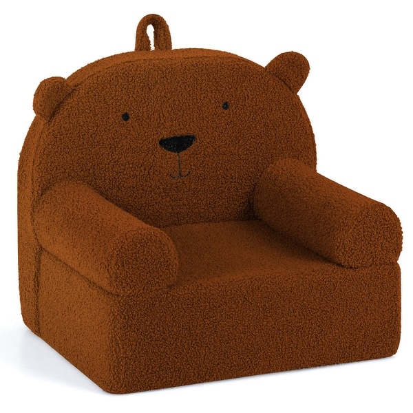 Costway Kids Bear Sofa Toddler Foam Couch with Soft Fleece Fabric