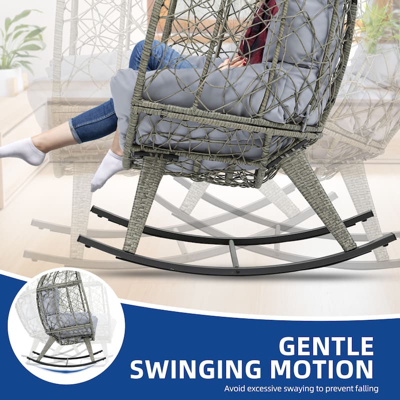 Moasis Cushioned Egg Chair with Rocker, PE Wicker