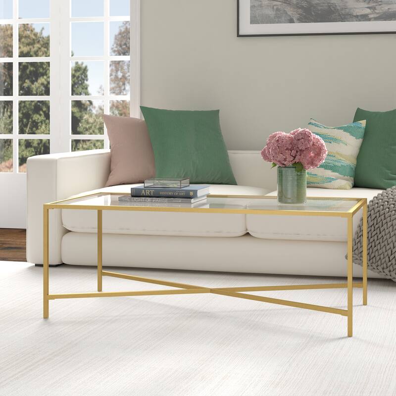Henley 48'' Wide Rectangular Coffee Table with Glass Top