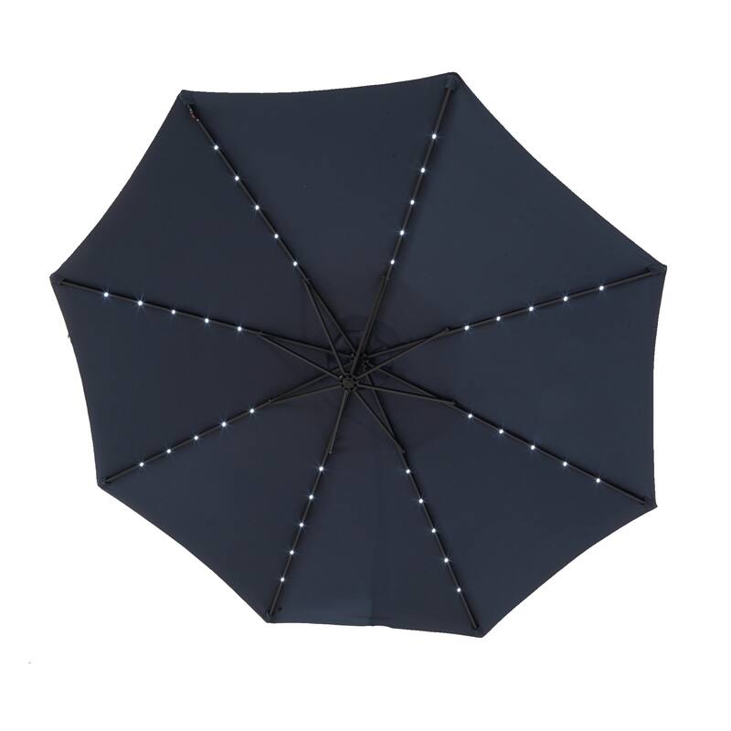 10ft Solar LED Offset Hanging Market Patio Umbrella