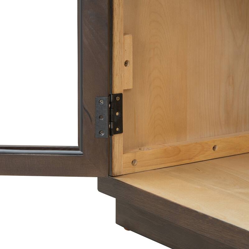 4-Door Large Storage Sideboard Buffet Cabinet with Glass Doors, Arched Cabinet with Adjustable Shelves for Kitchen, Dining Room