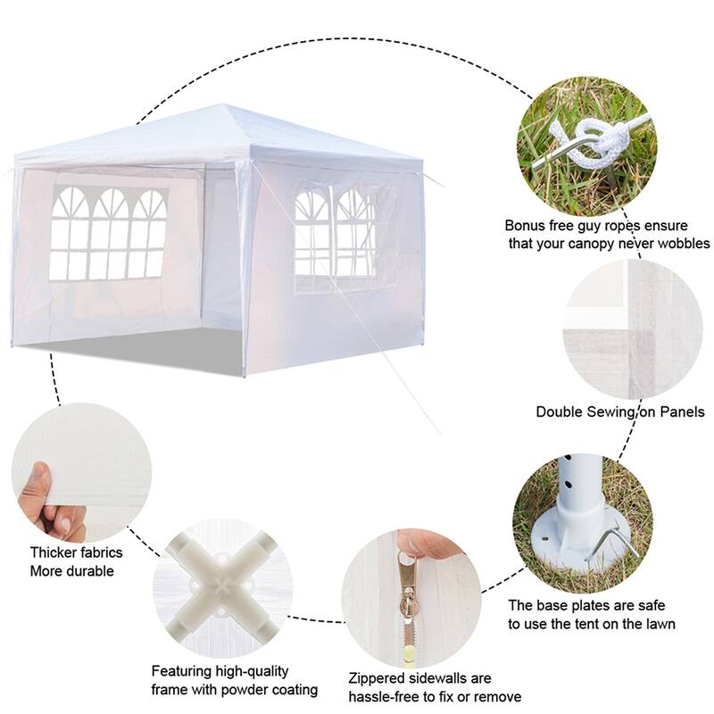 Spiral Tube Canopy Tent, Waterproof Tent with 3 Sides, White