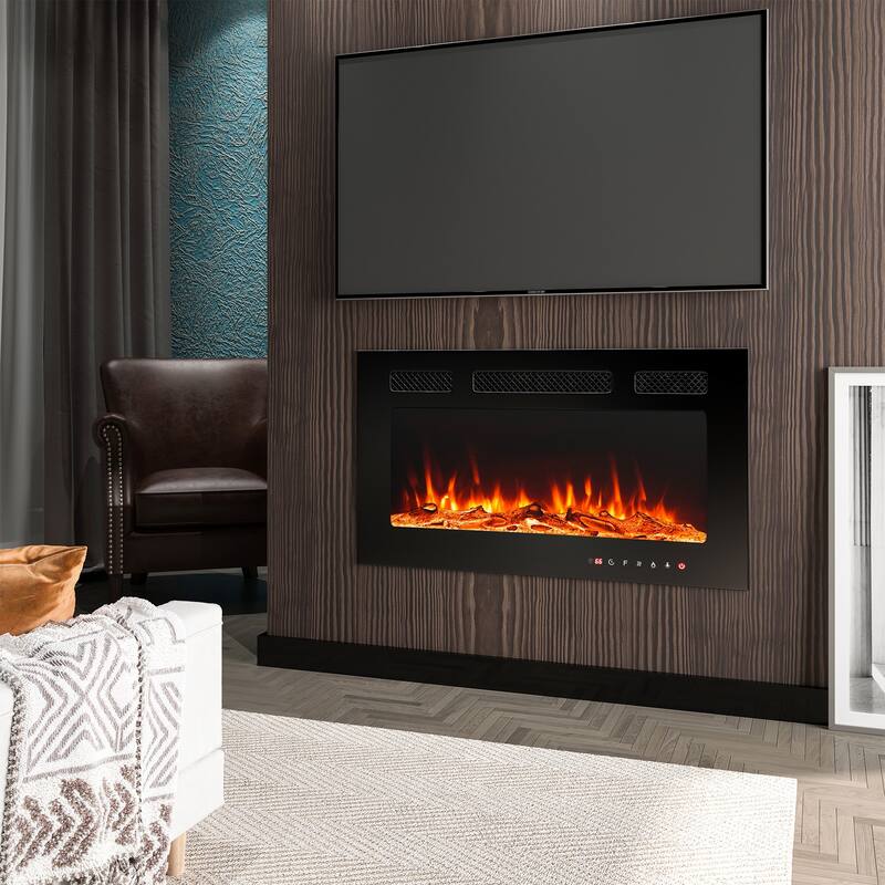 LED Recessed Wall-Mounted Electric Fireplace