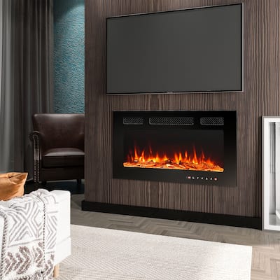 LED Recessed Wall-Mounted Electric Fireplace