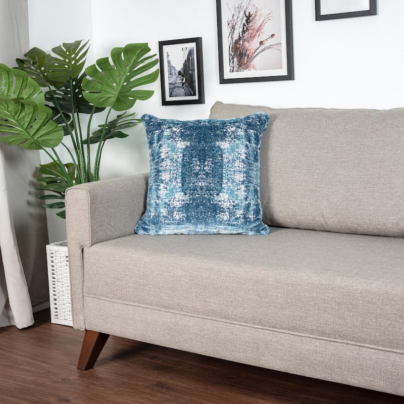 Abstract Acrylic Blend Throw Pillow - 20" - Blue and Ivory