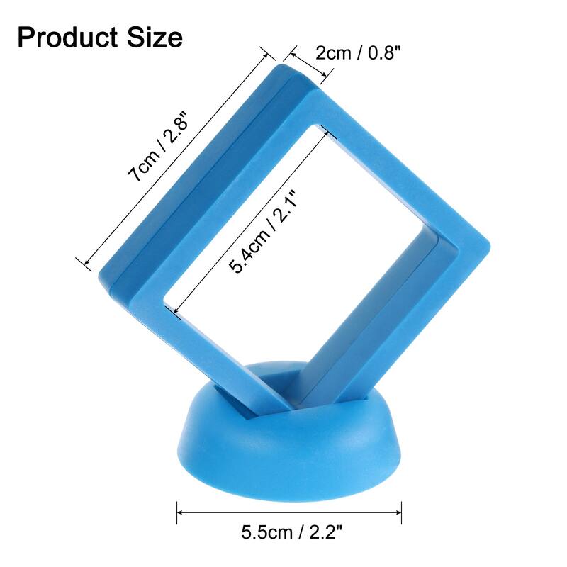 20 Pcs 3D Floating Display Case, 2.76 x 2.76 x 0.8 Inch Display Holder - Sapphire Blue