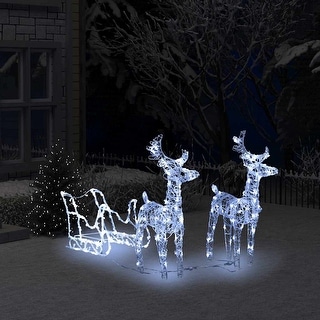 vidaXL Christmas Decoration Lighted Reindeer and Sleigh with LEDs Acrylic