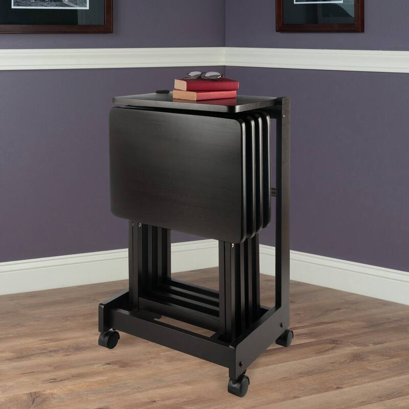 Brienda 5-Pc Snack Table Set, Flip Top - 19.13 x 14.17 x 32.2 inches