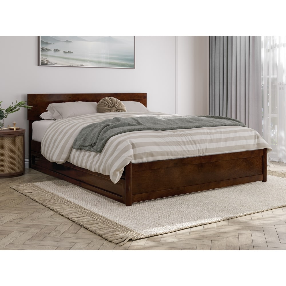 Wesley Platform Bed with Panel Footboard and Twin XL Trundle