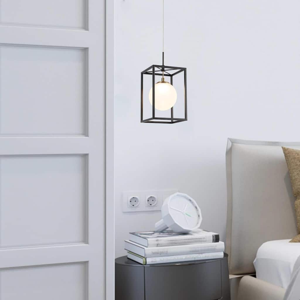 1-Light Modern Globe Glass LED Pendant Lights Kitchen Island Lights for Dining Room