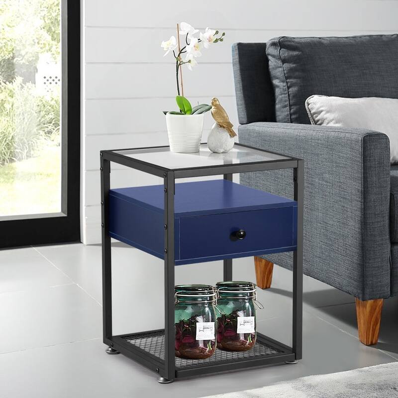 VECELO, Five Colors, 3-Pieces Tufted Upholstered Platform Bed Frame with Adjustable Height Headboard and Nightstands Set of 2
