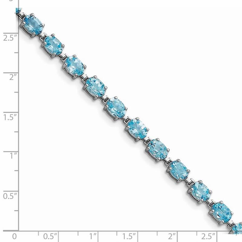 Curata 925 Sterling Silver Polished Box Catch Closure Blue Topaz Bracelet Box Clasp
