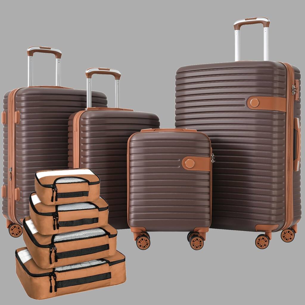 ABS Hard Shell 4-Piece Luggage Set with TSA Lock, Expandable Spinner Suitcase Set & Packing Cubes (16-28in)