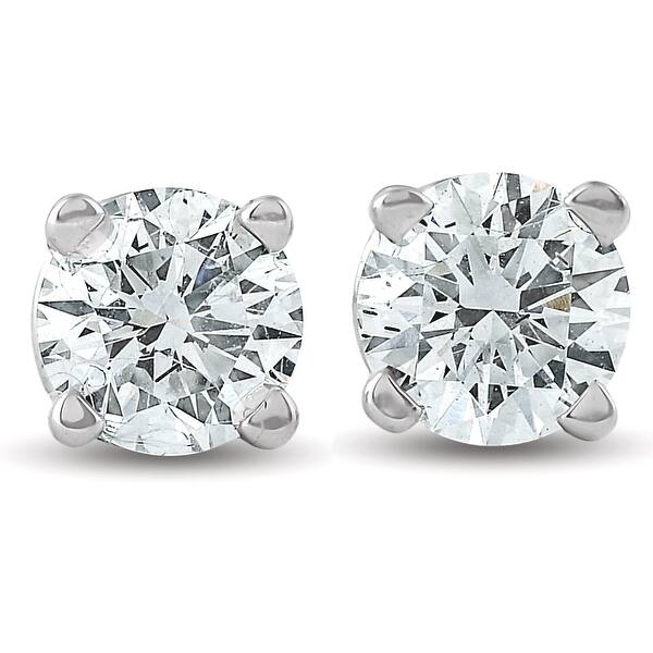 G-H Color AGS Certified 1/3ct REAL Diamond Stud Earrings in 14K Yellow Gold