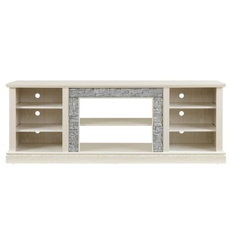 Faux Stacked Stone TV Stand,Desk Storage Rack,Media Console Table
