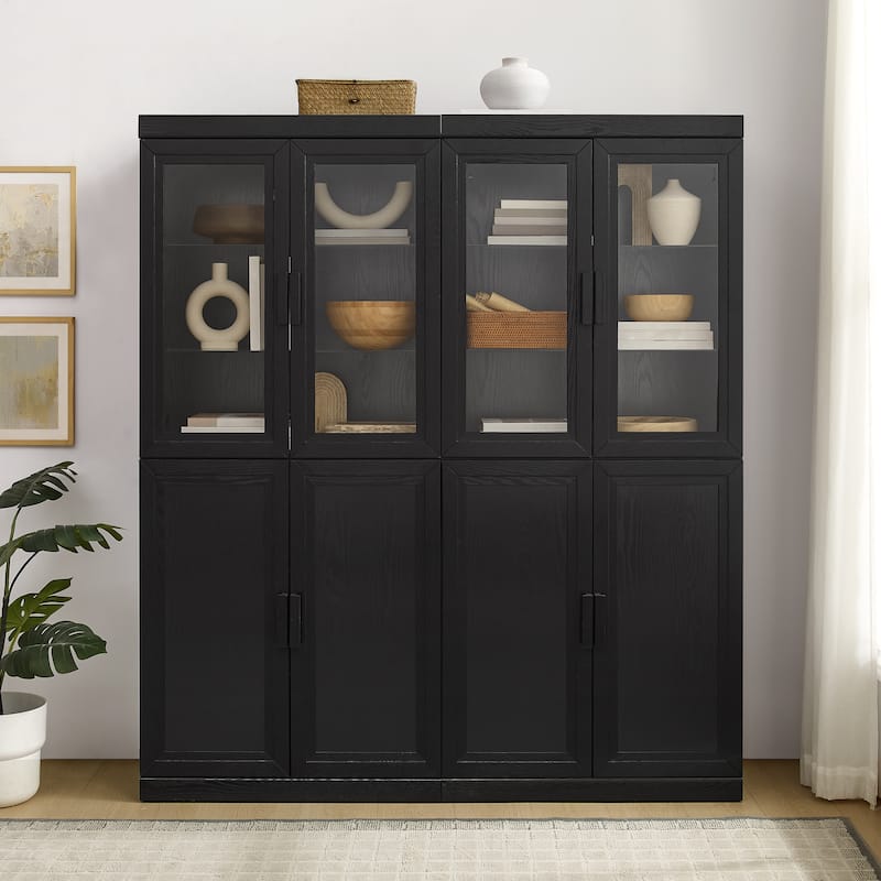 Crosley Essen 2Pc Pantry Storage Cabinet W/Glass Door Hutch Set