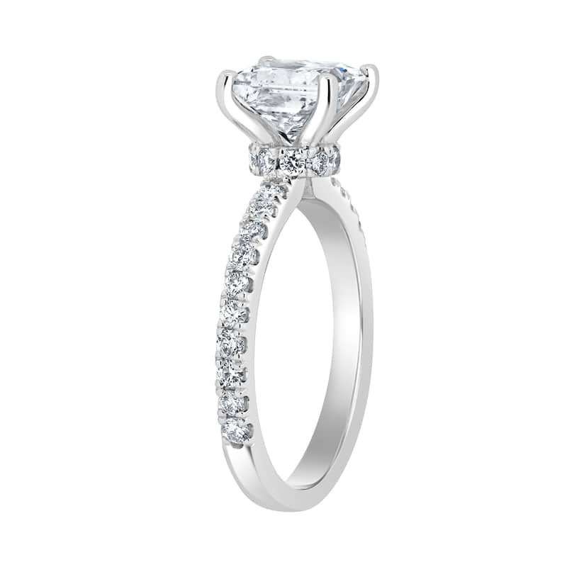 Auriya 14k-White Gold Lab Grown Ribbon-Halo Princess Diamond Engagement Ring 3.00ct. tw. (G-H VS)